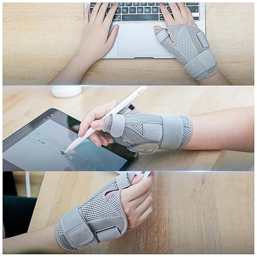 New Upgraded Thumb Spica Splint, Comfortable Thumb Brace for Right & Left Hand, Universal Size Thumb Support for Arthritis, Tenosynovitis, CMC Joint Repetitive Injuries (Grey)