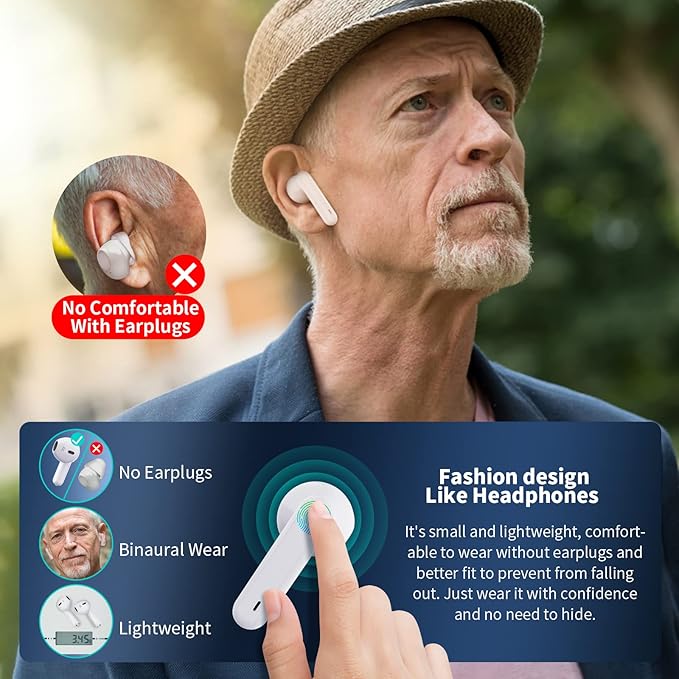 Hearing Aids, Earbyear Rechargeable Hearing Aids for Seniors with Noise Cancelling, Hearing Amplifier Personal Sound Amplification Devices with Portable Charging Case