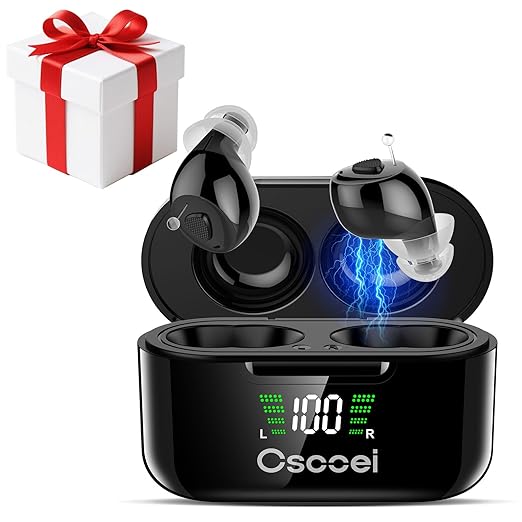 Premium 32-Channel Digital OTC Hearing Aids for Seniors & Adults - Invisible In-Ear Sound Amplifier with Rechargeable Charging Case,Noise Cancelling,Auto On/Off