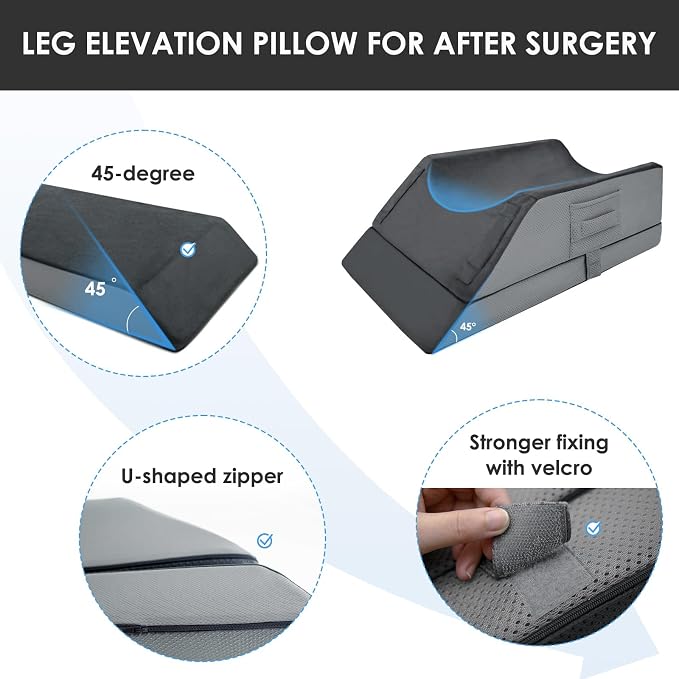 Kehangte Leg Elevation Pillows for After Surgery,4-Height Adiustable Leg Elevating Pillow,Knee Surgery Recovery Equipment,Knee Pillow,Leg Pillow,Washable/Removable Cover(29"x16.5"x9.5")