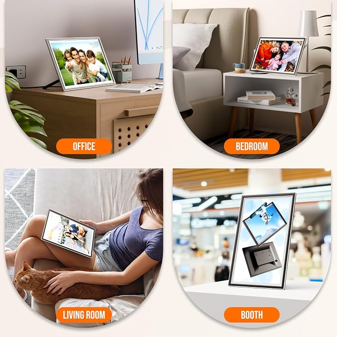 KPKUE Smart WiFi Digital Picture Frame - 15.6-inch Full HD Touchscreen, 64GB Electronic Photo Frame Wall Mountable for Home Decor, Supports USB&SD Card, Share Precious Memories via Frameo App Anywhere