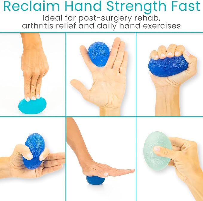 Vive Squeeze Balls for Hand Therapy Set (4 Pack) - Grip Strengthener | Occupational Exercise Equipment for Arthitis, Parkinsons, Stroke, Carpal Tunnel Recovery - Stress Relief Massage Putty Finger