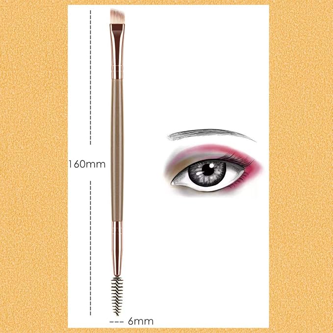 KINGMAS Eyebrow Brush Spoolie Dual Angled Eye Brow Brush Eyelash Comb | Eyebrow Tool for Lining and Shaping Brows or Lashes (Dark Brown)