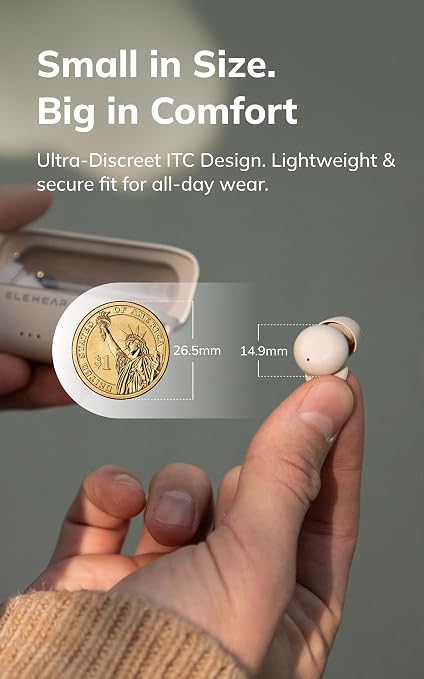 ELEHEAR-Delight OTC Hearing Aids for Seniors and Adults, AI Powered Speech Enhancement, Superior Sound Quality, Comfortable & Discreet Design, Bluetooth 5.3 and App Control, Mist White