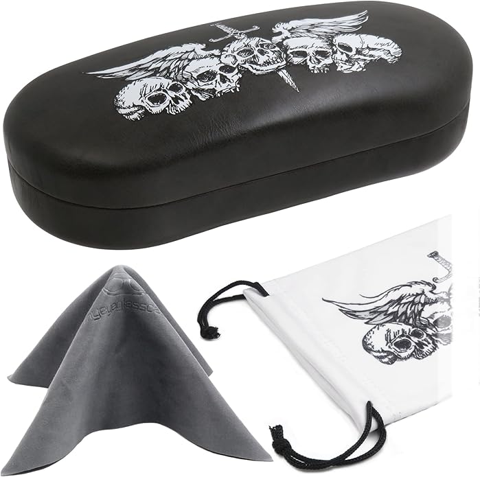 MyEyeglassCase - Large Sunglasses Case - Glasses Holder with Pouch & Cloth - Eyeglass Hard shell Medium - Extra Large frames