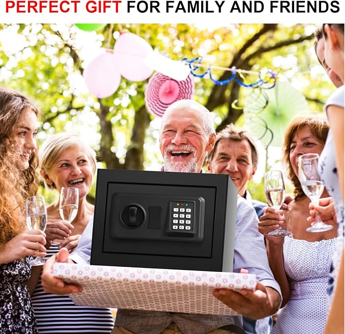 1.0 Cub Small Safes for Home Use Fire and Water Proof, Digital Security Fire Safe Box with Combination Lock, Spare Keys and Removable Shelf, Home Safe Fireproof Waterproof for Document Money Valuables