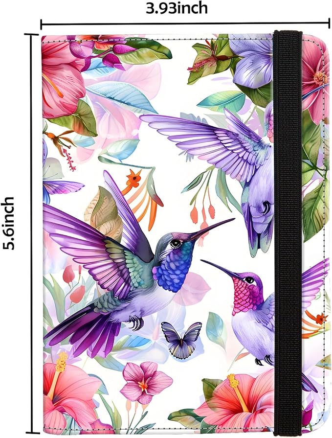 Passport Holder,Cute Passport Cover,Travel Wallet with Credit Card Slots Rfid passport Wallet Waterproof Documents Organizer Women Men (Hummingbirds flowers)