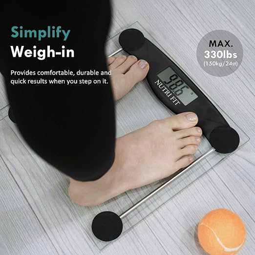 Digital Bathroom Scale for Body Weight Accurate, Smart Weighing Scale Bath Electronic Scale Kg for Weight Loss, 330lbs Capacity, Large Display, Black