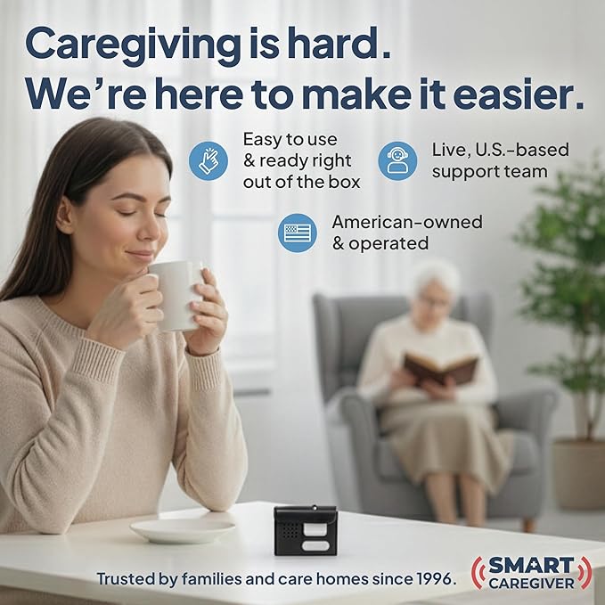Smart Caregiver Floor Mat Alarm and Pager System - Includes Wireless Pager That Alerts When Someone Steps on The Durable 24in x 48in Floor Mat Sensor