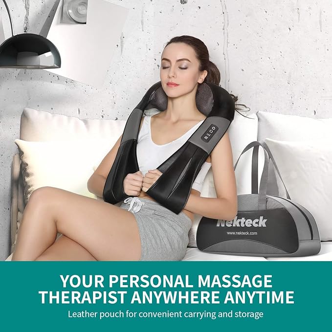 Nekteck Neck Massager for Pain Relief Deep Tissue, FSA Eligible Shiatsu Neck Back Massager with Heat, HSA Massage Tools for Shoulder Trapezius Waist Leg Muscle, Relaxation Gifts for Men Women Dad Mom