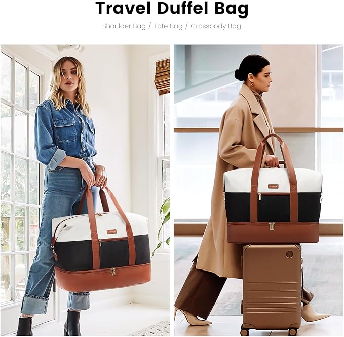 LOVEVOOK Weekender Bag for Women, Large Duffle Bag for Travel with 2 Packing Cubes, Carry on Overnight Bag with Shoe Compartment, Mom Hospital Bags for Labor and Delivery