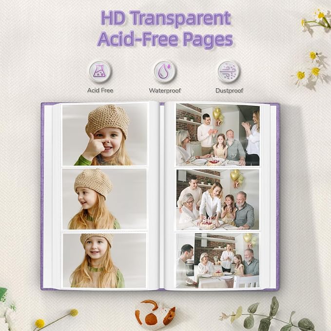 popotop Photo Album 4x6-300 Photos Linen Cover Photo Books with 300 Horizontal Pockets,Slip-in Picture Albums for Family Wedding Anniversary Baby Vacation Pictures