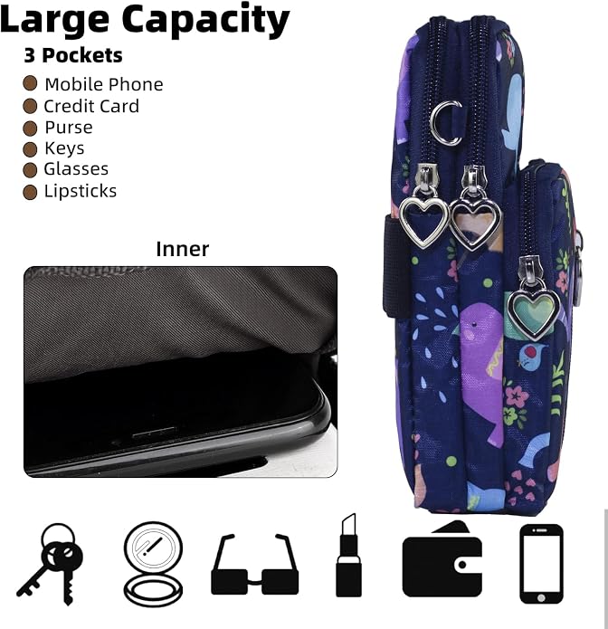 Small Crossbody Bag for Women - Mini Phone Purses with Crossbody Strap and Wallet - Nylon Arm Bag