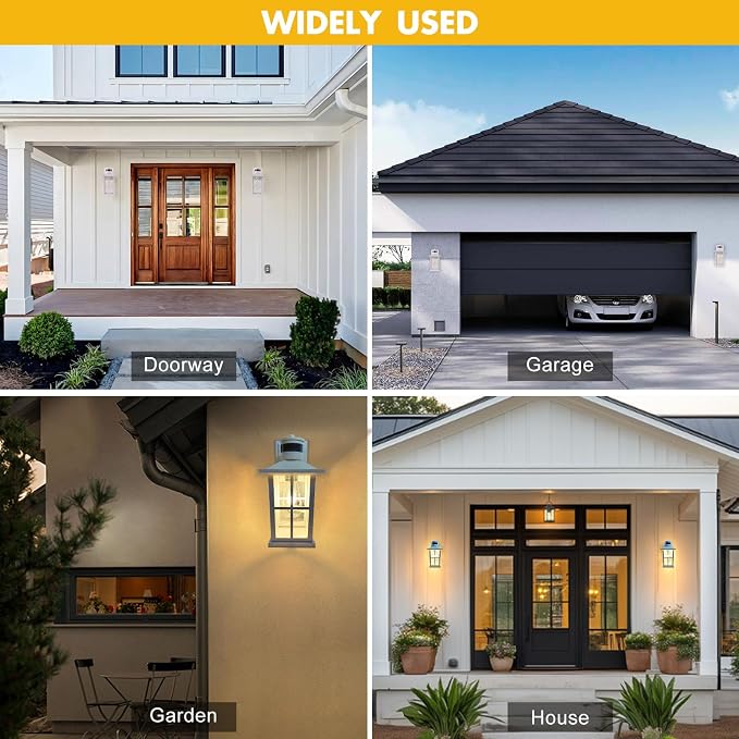 Motion Sensor Porch Lights with GFCI Outlet, Outside Dusk to Dawn Wall Mount, 3 Lighting Modes Exterior Light Fixture Waterproof, Outside Wall Lamp for House Patio Garage.(White,1 Pack)