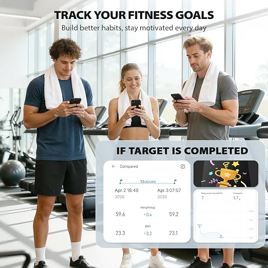 ABLEGRID Smart WiFi Digital Bathroom Scale for Body Weight, Auto-Rotating TFT Display Body Fat Scale with BMI Muscle Mass, 500lb High Capacity, 11.8" Platform, 20 Accurate Body Compositions via App