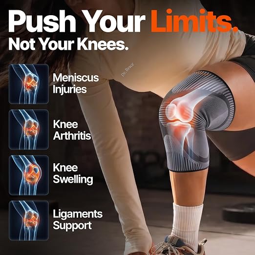 DR. BRACE Elite Compression Knee Brace for Women & Men, (2-Pack) Knee Support Compression Sleeve, Workout Sports Knee Braces for Meniscus Tear, ACL & Arthritis Pain Relief - Check Size Guide Video (Pluto, XX-Large)