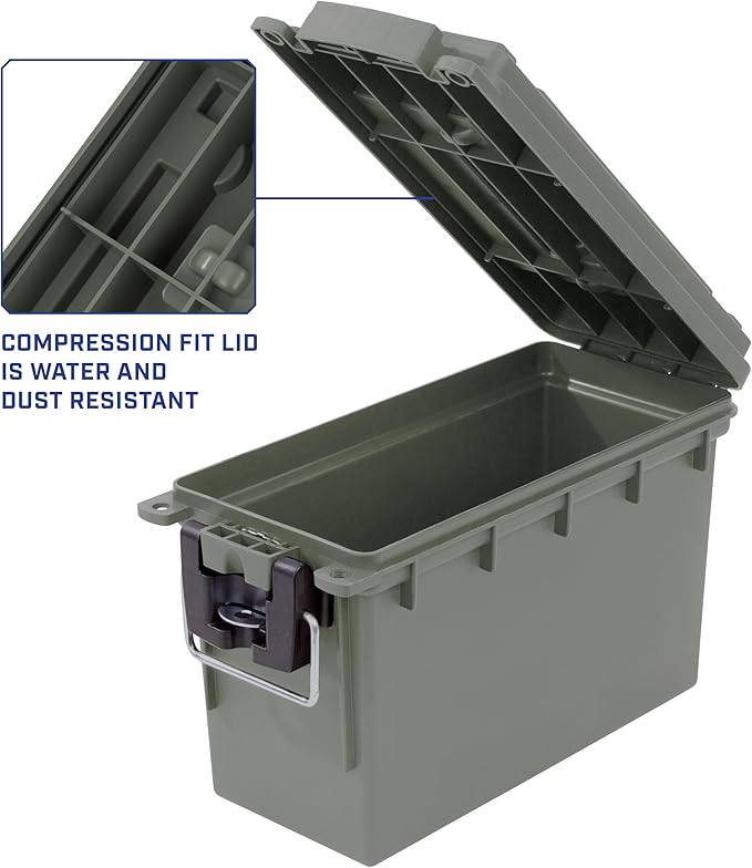 Sheffield Ammo Box Made in USA, Stackable Lockable Ammo Storage Box, Green | 2 Pack Lockable Storage Box, Water & Dust Resistant Dry Box, Secures Hunting Gear, Gun Accessories, Supplies, Bullets