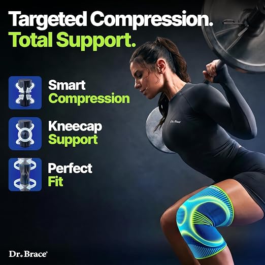 DR. BRACE Elite Compression Knee Brace for Women & Men, (2-Pack) Knee Support Compression Sleeve, Workout Sports Knee Braces for Meniscus Tear, ACL & Arthritis Pain Relief - Check Size Guide Video (Zeus, Small)