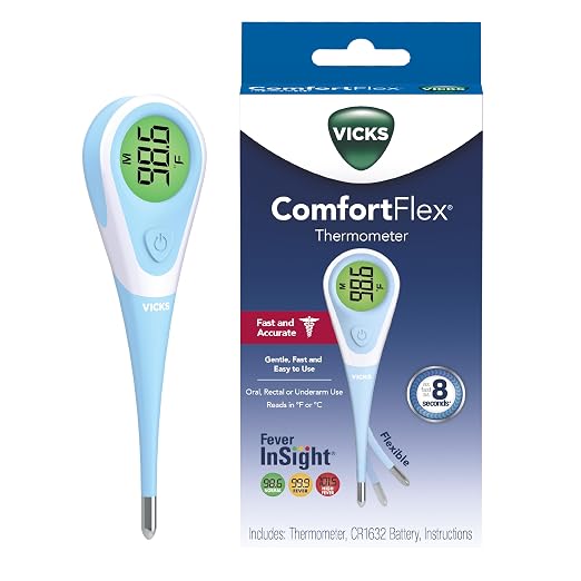 Vicks ComfortFlex Digital Thermometer for Adults & Children | Accurate Color-Coded Reading in 8 Seconds, for Oral, Rectal, or Under Arm Use