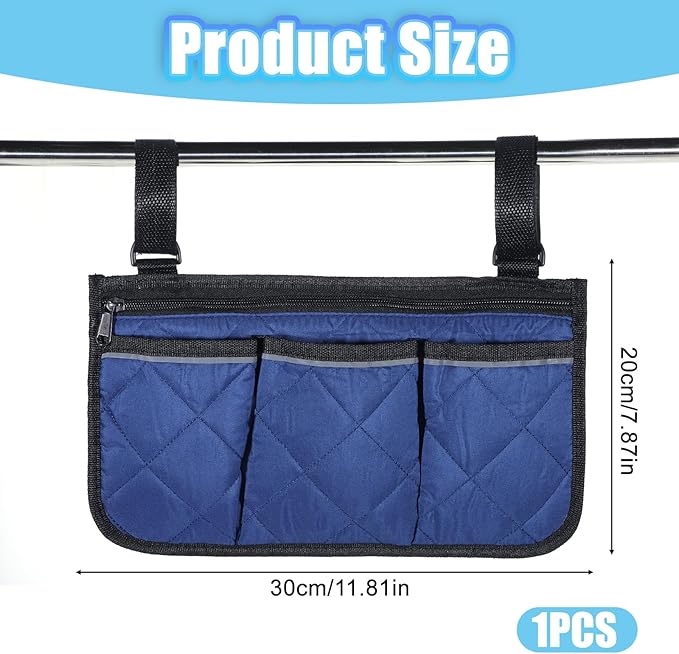 YBEATY Walker Bag Walker Storage Bag with Reflective Strips Folding Basket Wheel Chair Accessories Bags Lightweight Hand Free Storage Carrier Tote Universal Size for Seniors Rollator Accessories(Blue)