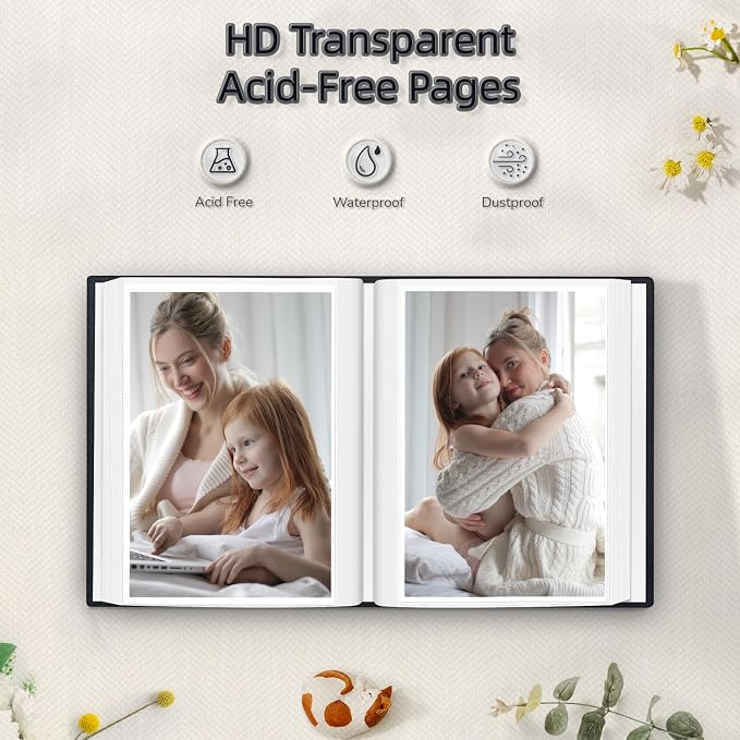 popotop Photo Album 4x6-100 Photos Photo Books with 100 Vertical Pockets,Linen Cover Albums for Family Wedding Anniversary Baby Vacation Pictures