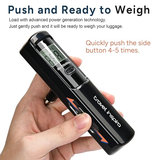 Battery-Free Luggage Scale – No Batteries Needed, Portable Digital Hanging Suitcase Weight Scale for Air Travel & Checked Bags, 110lb/50kg, LCD Display, Compact Travel Accessory