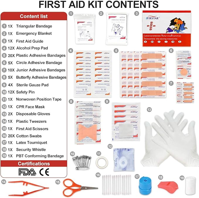 100-Piece First Aid Kit - Compact Portable Emergency Medical Supplies for Camping, Hiking, Travel, Car, Home & Office | Survival Gear for Outdoor Backpack, Vehicle, Dorm, Emergency Prep