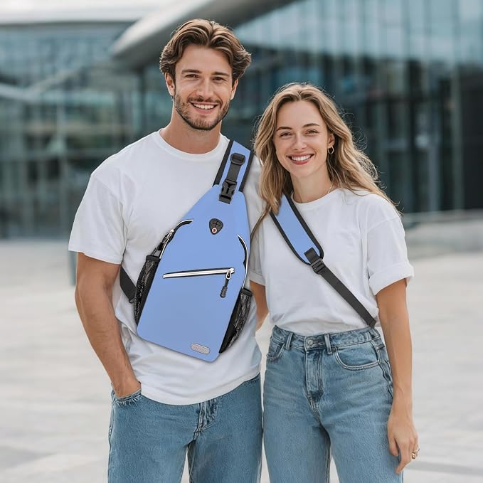 MOSISO Small Sling Bag for Men, Crossbody Shoulder Chest Daypack Bag | Sling Backpack for Casual Travel Hiking