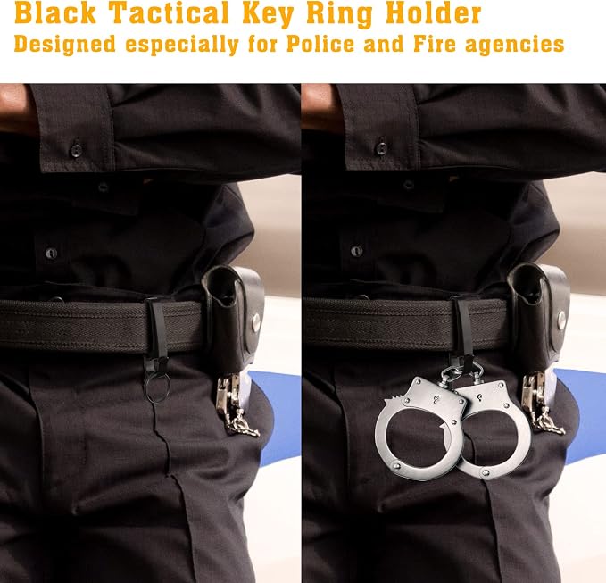 JOTOVO Tactical Stealth Key Ring Holder Special for Police and Fire Agencies Duty Belt, Double Side Quick Release Key Holder with Detachable Keyring (2.25-Inch Max)