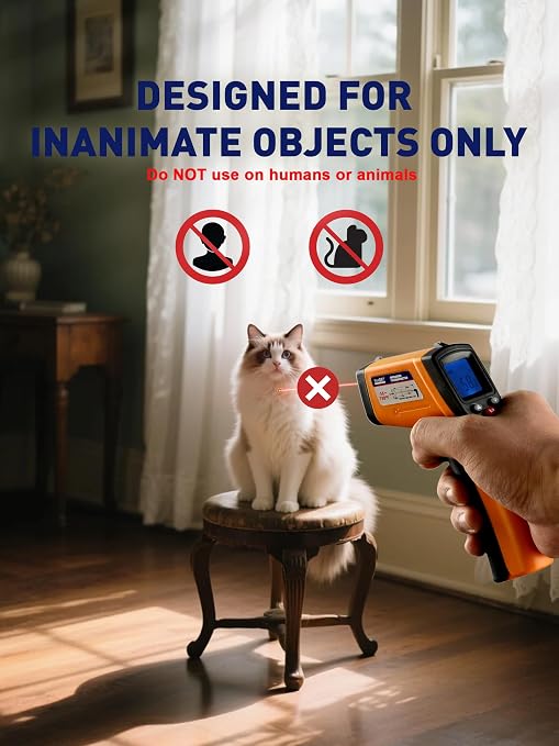 Infrared Thermometer Gun -58°F to 788°F Range (Not for Human Body Temp) | Digital Temperature Gun for Cooking, BBQ, Oven, Engine, HVAC | Non-Contact Measuring & Backlit Digital Display