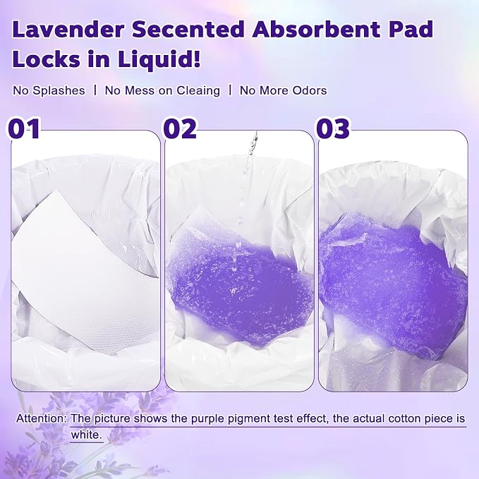 OUMEE Scented 100 Count Absorbent Commode Pads for Bedside Commode Bucket | Commode Liner Pads with Absorbent Gel, Potty Liner Pads for Adults Seniors Portable Toilet Pad Bedpans
