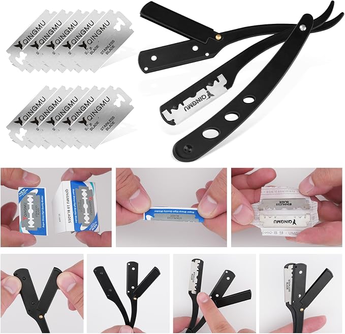 Beard Shaper for Men Beard Shaping Tools - Beard Straightener, Beard Template Guide, Professional Straight Edge Razor, Edge Blade, Barber Pencil, Beard Comb, Scissor, Gifts for Men Boyfriend Husband