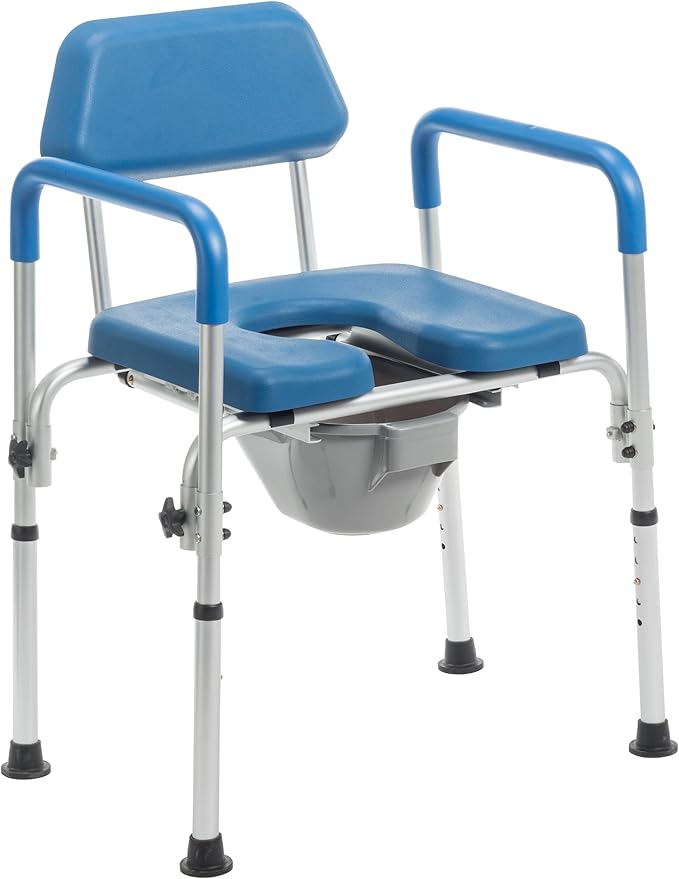 Journey SoftSecure 3-in-1 Commode Chair - 3-in-1 Bathroom Chair with Microban - Bedside Commode Chair for Toilet with Arms & Pail - Elevated Toilet Seat & Shower Chair - Raised Toilet Seat