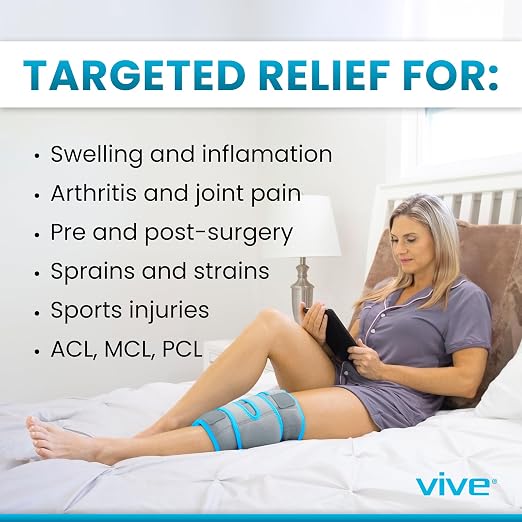 Vive Knee Ice Pack Wrap (2 Pack) - Cold/Hot Gel Compression Brace | Strap for Arthritis Pain, Tendonitis, ACL, Athletic Injury, Osteoarthritis, Women, Men, Running, Meniscus, Patella, & Surgery