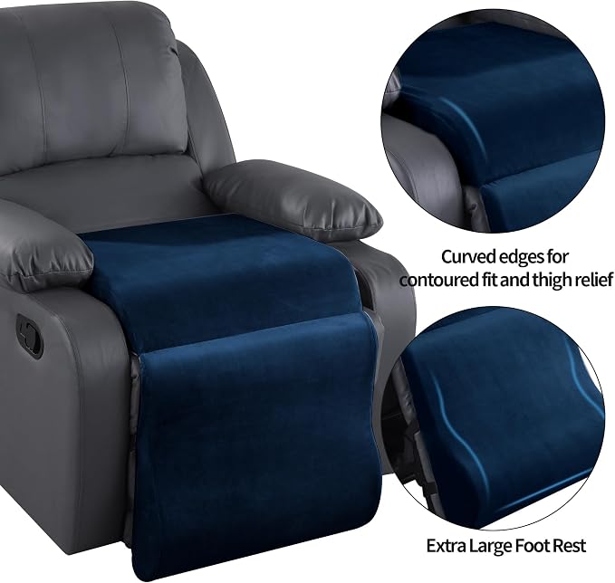 HOMBYS Foam Recliner Cushion with Leg Pillow for Elderly Large Square Seat Cushion Wave Shape Footrest for Armchairs Couch, Medium Thick & Supportive, Non-Slip Design, Sapphire Blue