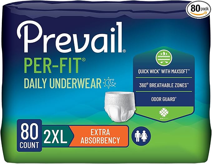 Prevail Per-Fit Extra Disposable Underwear Pull On with Tear Away Seams 2X-Large, PF-517/1, 80 Ct