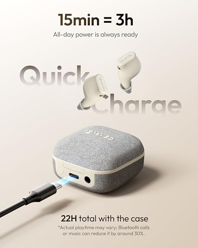 Cearvol-Wave Lite OTC Hearing Aids with Bluetooth App Control AI Noise Reduction AUX-in OVR Rechargeable for Mild to Moderate Severe Hearing Loss Adults Seniors, Starlight