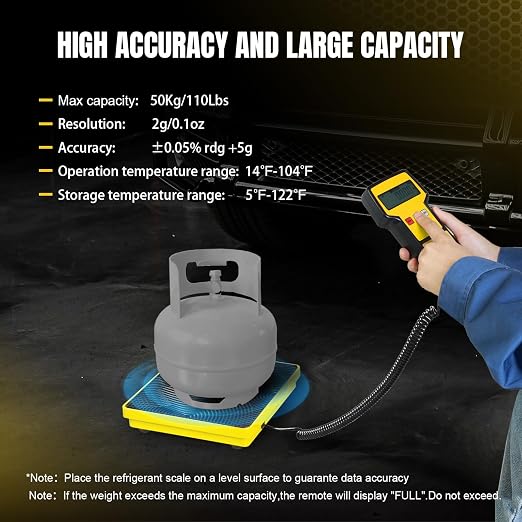 Refrigerant Scale 110 LBS HVAC Freon Scale High Precision Electronic Refrigerant Charging Weight Scale with Portable Case for Recovery Tanks