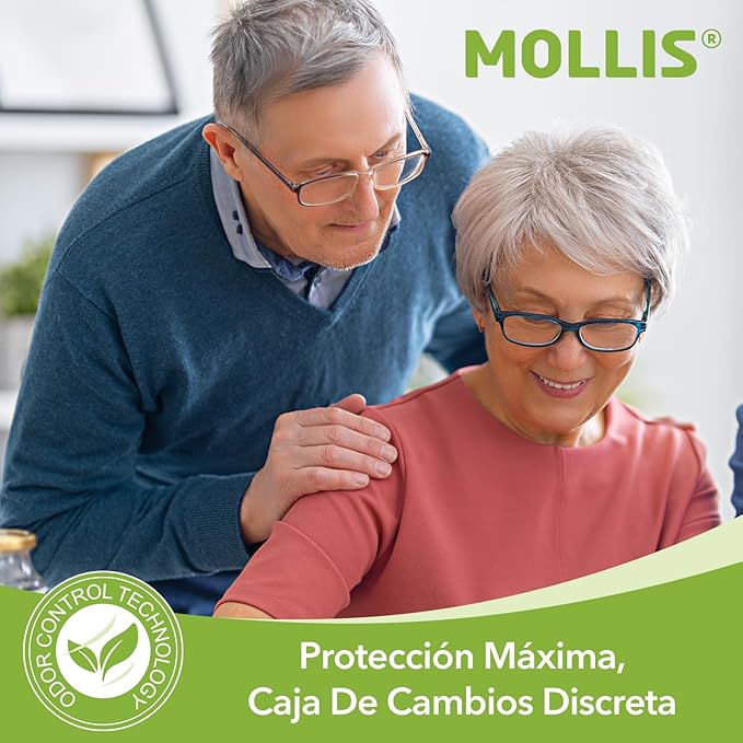 MOLLIS Adult Diapers for Women and Men, Unisex Disposable Incontinence Briefs with Tabs, Odor Control, XLarge, 60 Count (4 Packs of 15)