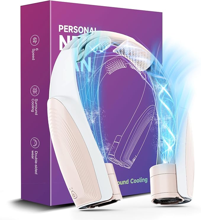 8000mAh Portable Neck Fan with 6 Powerful Speeds, 20H Runtime Cooling Fan | USB-C Rechargeable Fan,Hands-Free 360° Cooling Neck Fan,Wearable Personal Fan Gift for Women Men Outdoor