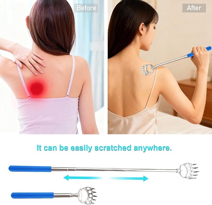 6 Pcs Back Scratcher Extendable,Metal Bear Claws Back Scratchers | Backscratche for Men, Women,Adults,Christmas Stocking Stuffers (Blue)