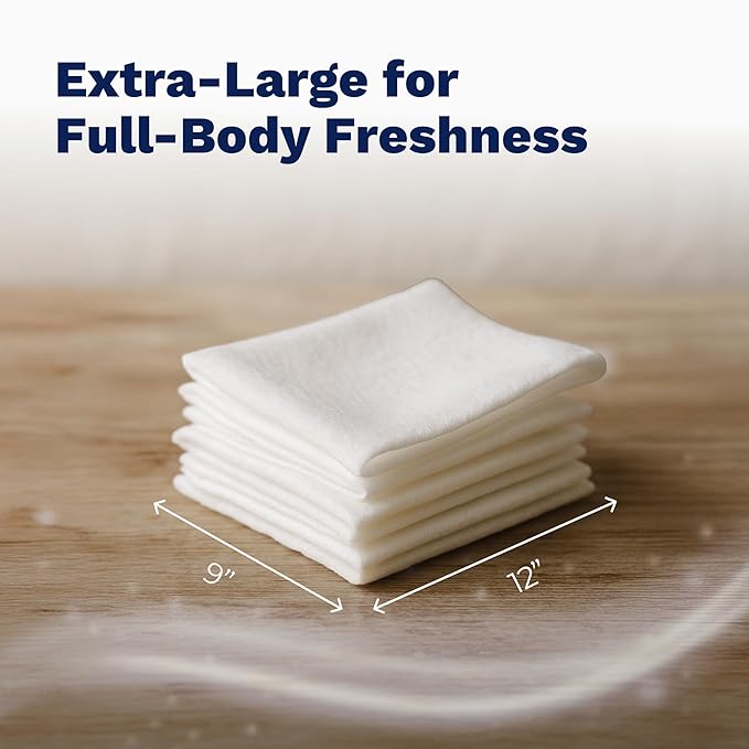 Wipes for Adult - Extra Large WashCloth, Unscented, Rinse-Free - Soft, Gentle for Sensitive Skin, Senior, Post-Surgery and Travel Hygiene, 12-Pack