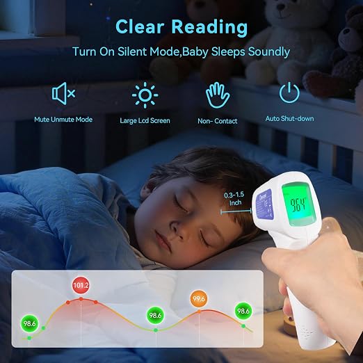 Berrcom 3-in-1 Non-Contact Infrared Forehead Thermometer, Purple | Digital fever check temperature gun for baby, infant, kids & adults, batteries included, fast accurate reading, JXB-178