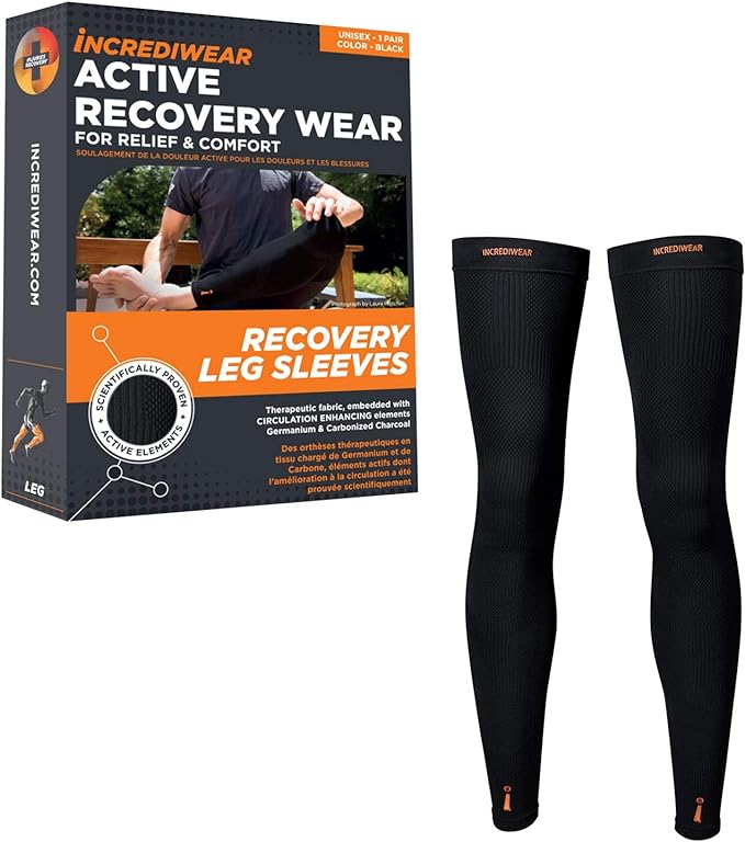 Incrediwear Leg Sleeve 2pk – Full Length Long Leg Sleeve for Leg Pain Relief & Muscle Recovery, Helps Reduce Swelling & Inflammation, Promotes Circulation, Leg Sleeves for Men & Women (Black, X-Large)