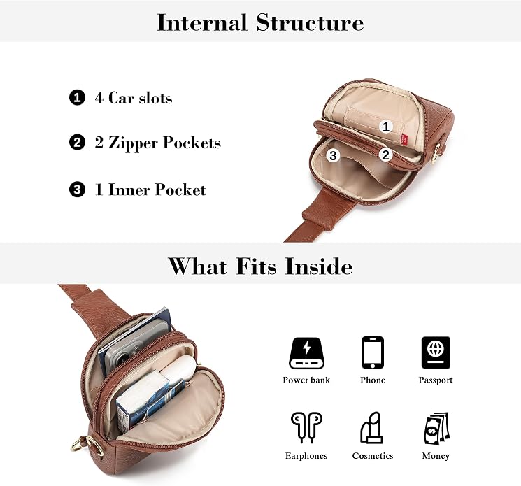 Lightweight Small Crossbody Sling Bag for Women | Mini Travel Purse,Multi-pocket with Card Slots,Durable Vegan Leather,Everyday Carry