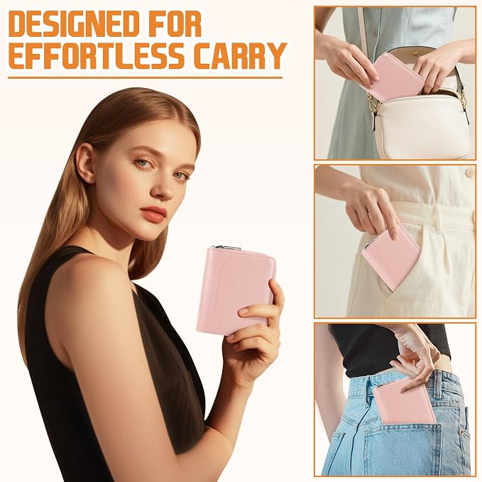 HUANLANG Mens Wallet RFID Blocking Multi Card Holder Wallets for Men Bifold Wallet with Zipper Small Men's Leather Wallet