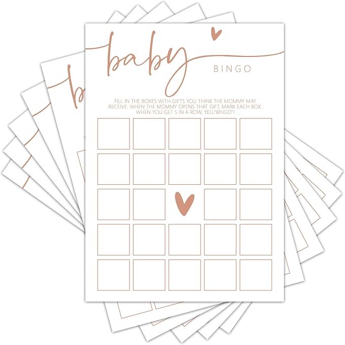 Baby Bingo Game, Baby Shower Games Cards, Minimalism Boy or Girl Baby Gender Reveal Party Favors Decorations and Supplies, 25 Pcs Double-Sided - C02