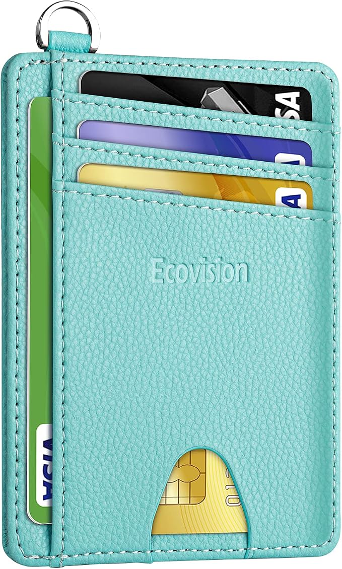 Slim Minimalist Front Pocket Wallet, RFID Blocking Credit Card Holder Wallet with Detachable D-Shackle for Men Women