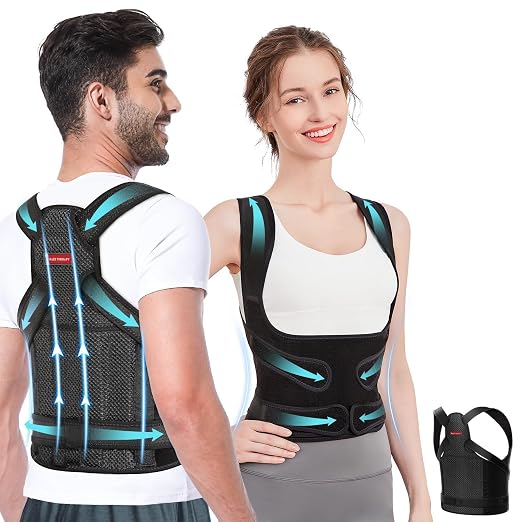 Posture Corrector Back Brace for Women & Men – Adjustable Full Back Support with Shoulder Straightener for Posture Support, Scoliosis, Hunchback, Upper & Lower Back Pain Relief and Spine Alignment, Pack of One (Large)