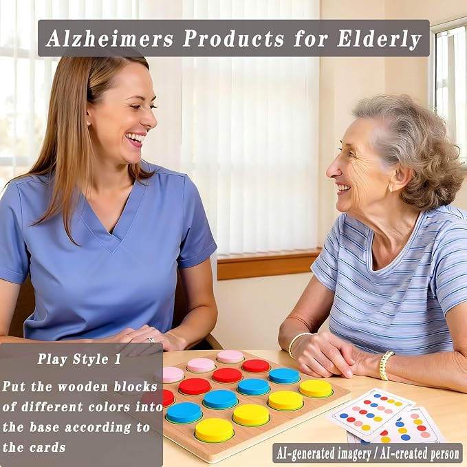 Dementia Activities & Games for Seniors | Colors Match-Up Puzzles Gifts & Wooden Alzheimers Products for Elderly Adults